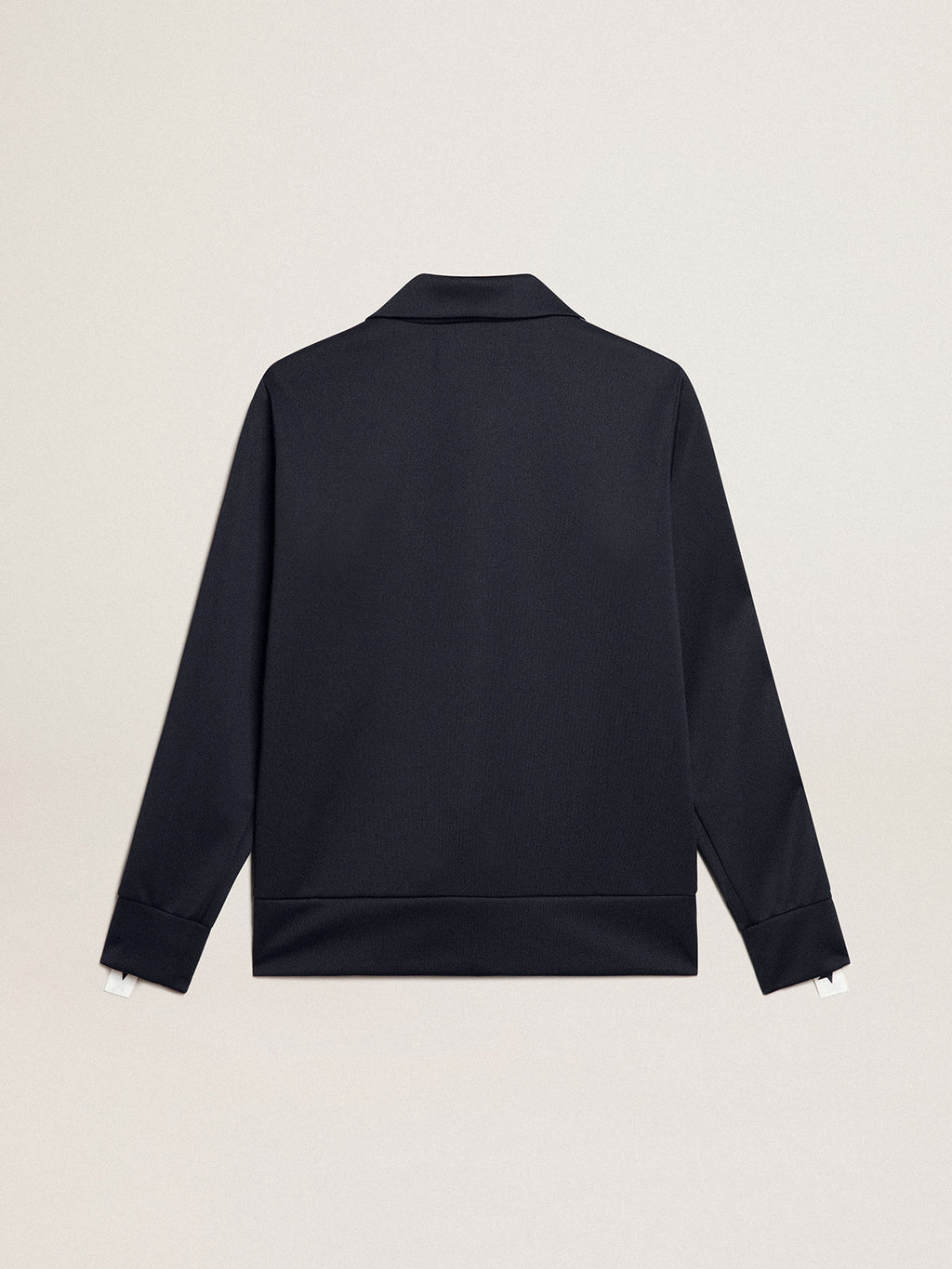 Dark blue zipped sweatshirt with white strip and contrasting stars| Golden Goose