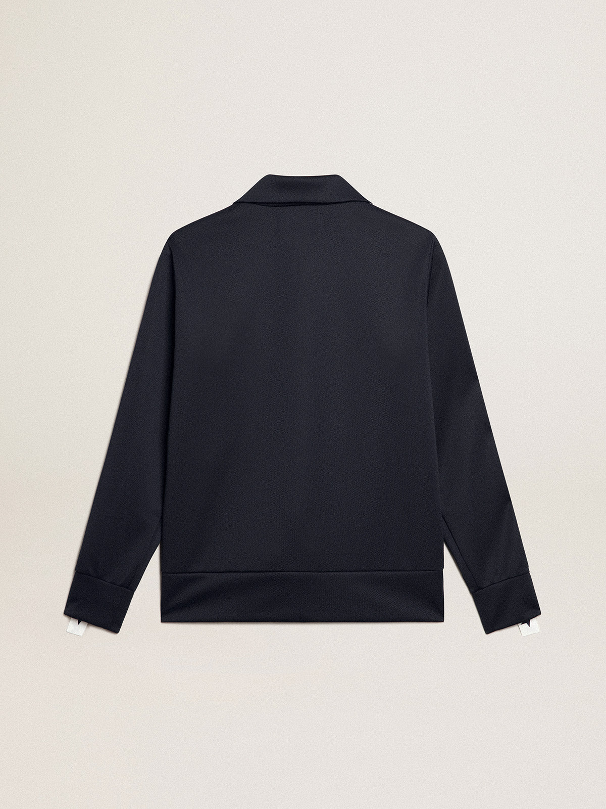 Dark blue zipped sweatshirt with white strip and contrasting stars| Golden Goose