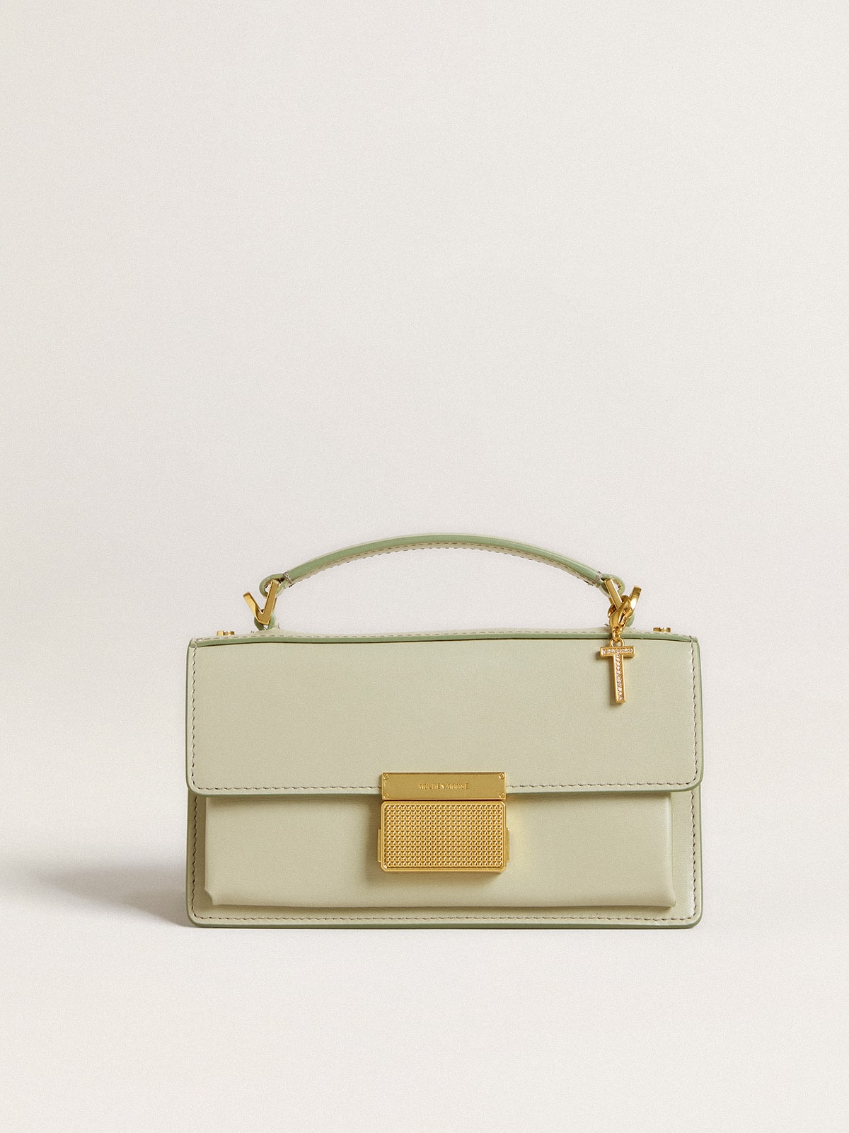 Letter T charm in gold-colored brass with crystals| Golden Goose