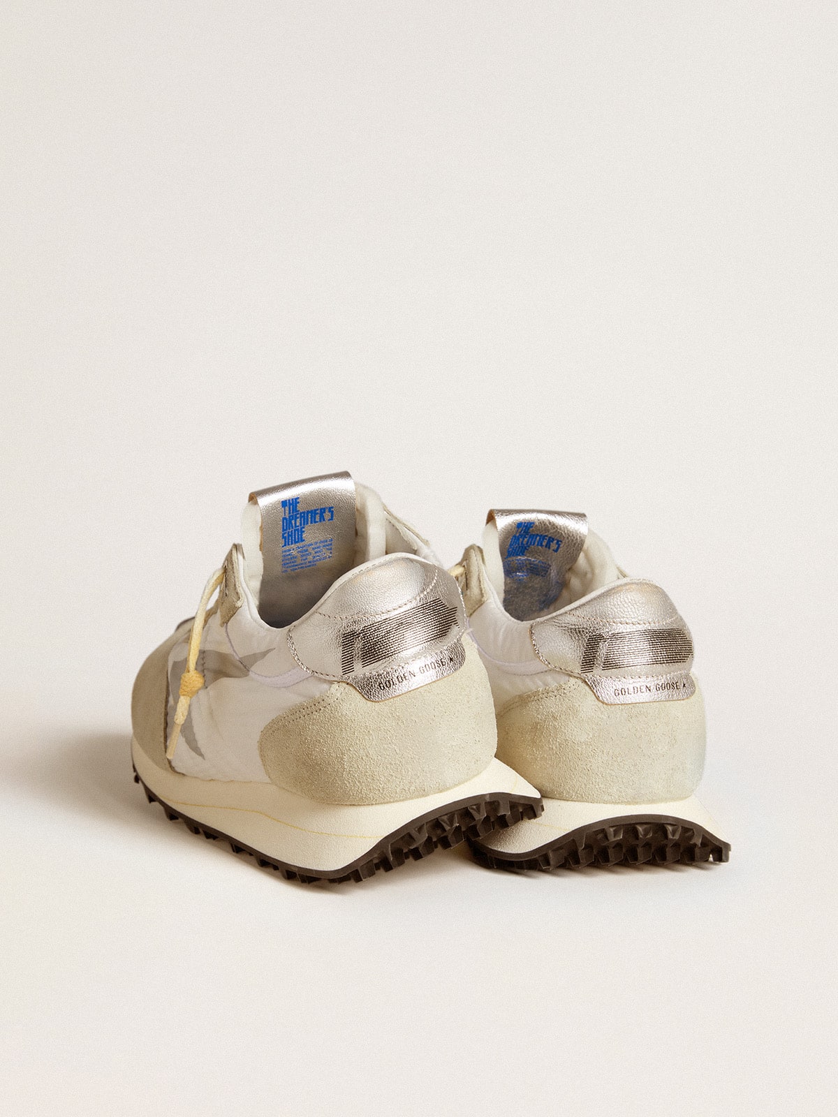 Men's Marathon with white nylon upper and silver star| Golden Goose