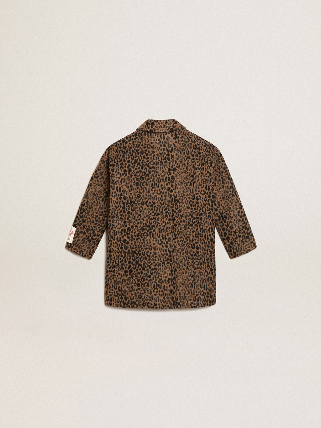 Girls' single-breasted coat in wool with jacquard animal print| Golden Goose
