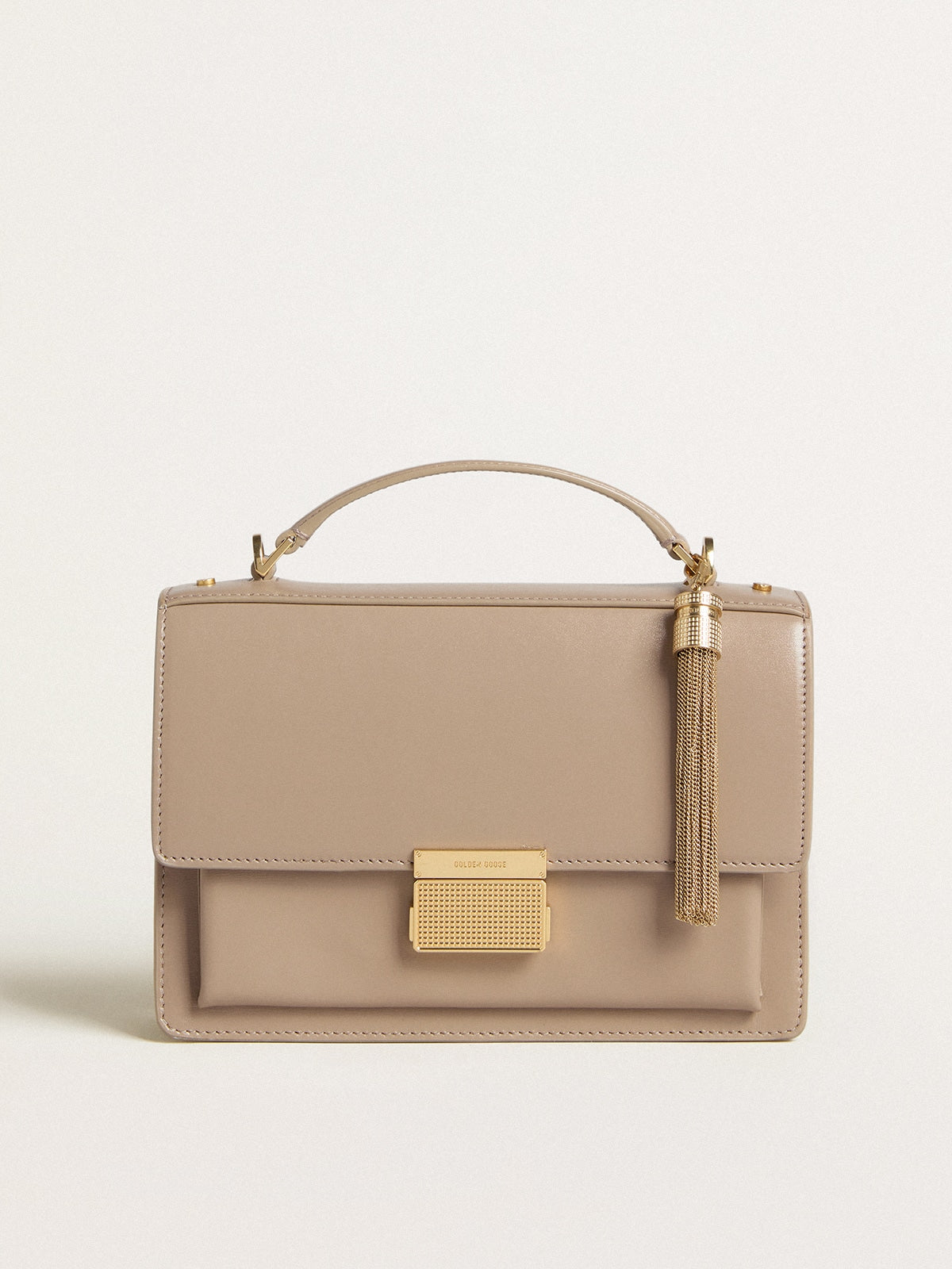 Venezia Bag in beige boarded leather with gold details| Golden Goose