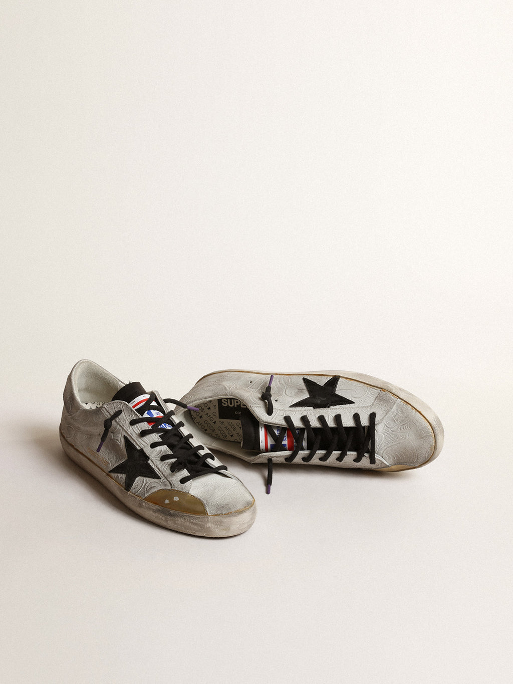 Men's Super-Star LAB with floral print and black leather star| Golden Goose