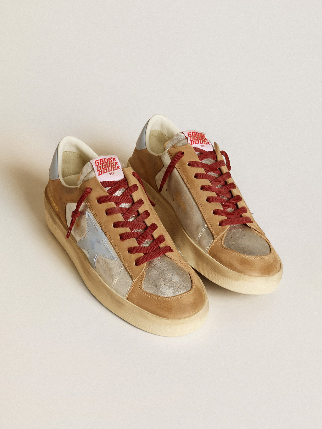 Men's silver Stardan LTD with light blue leather star and nubuck inserts| Golden Goose