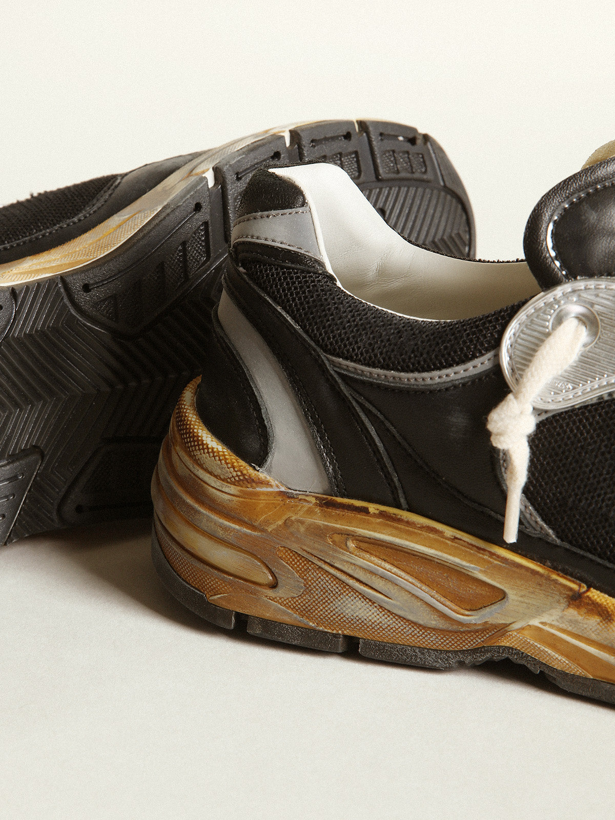 Women's Dad-Star in black mesh and nappa with ice-colored star| Golden Goose