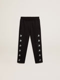 Boys' black joggers with white stars| Golden Goose