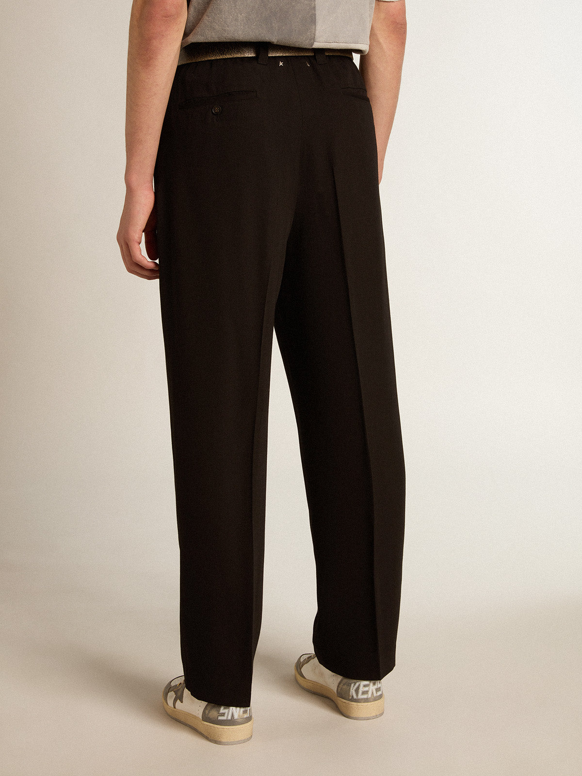 Black wool and viscose blend pants| Golden Goose