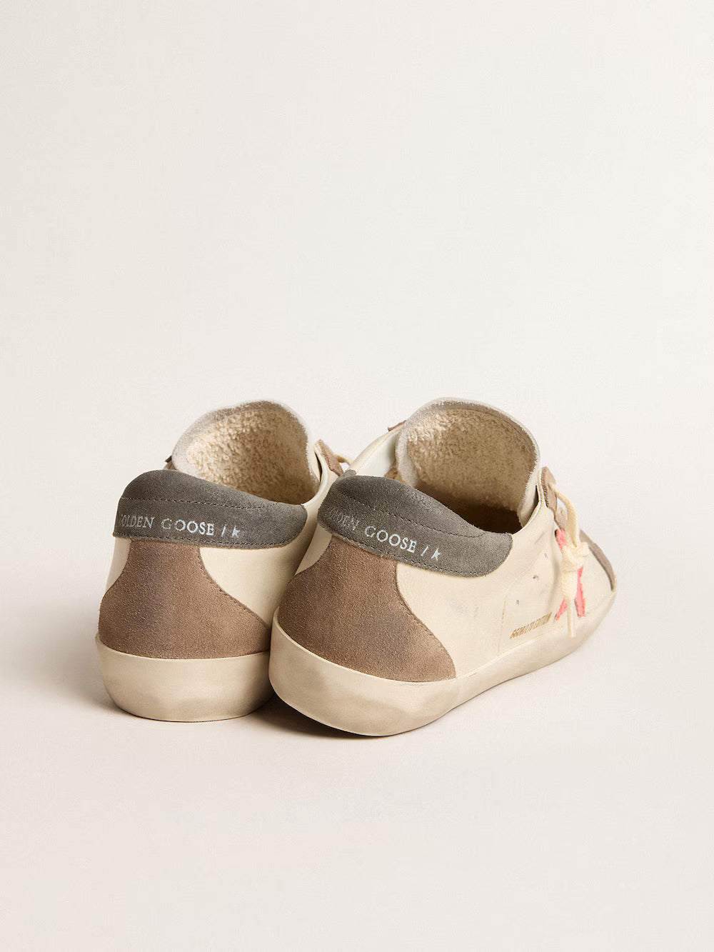 Super-Star LTD with pink gabardine star and gray suede heel tab| Golden Goose