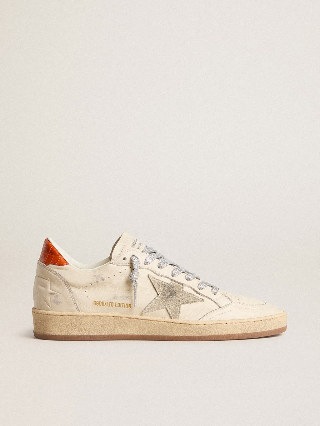 Women's Ball Star LTD with ice-gray suede star and orange heel tab| Golden Goose