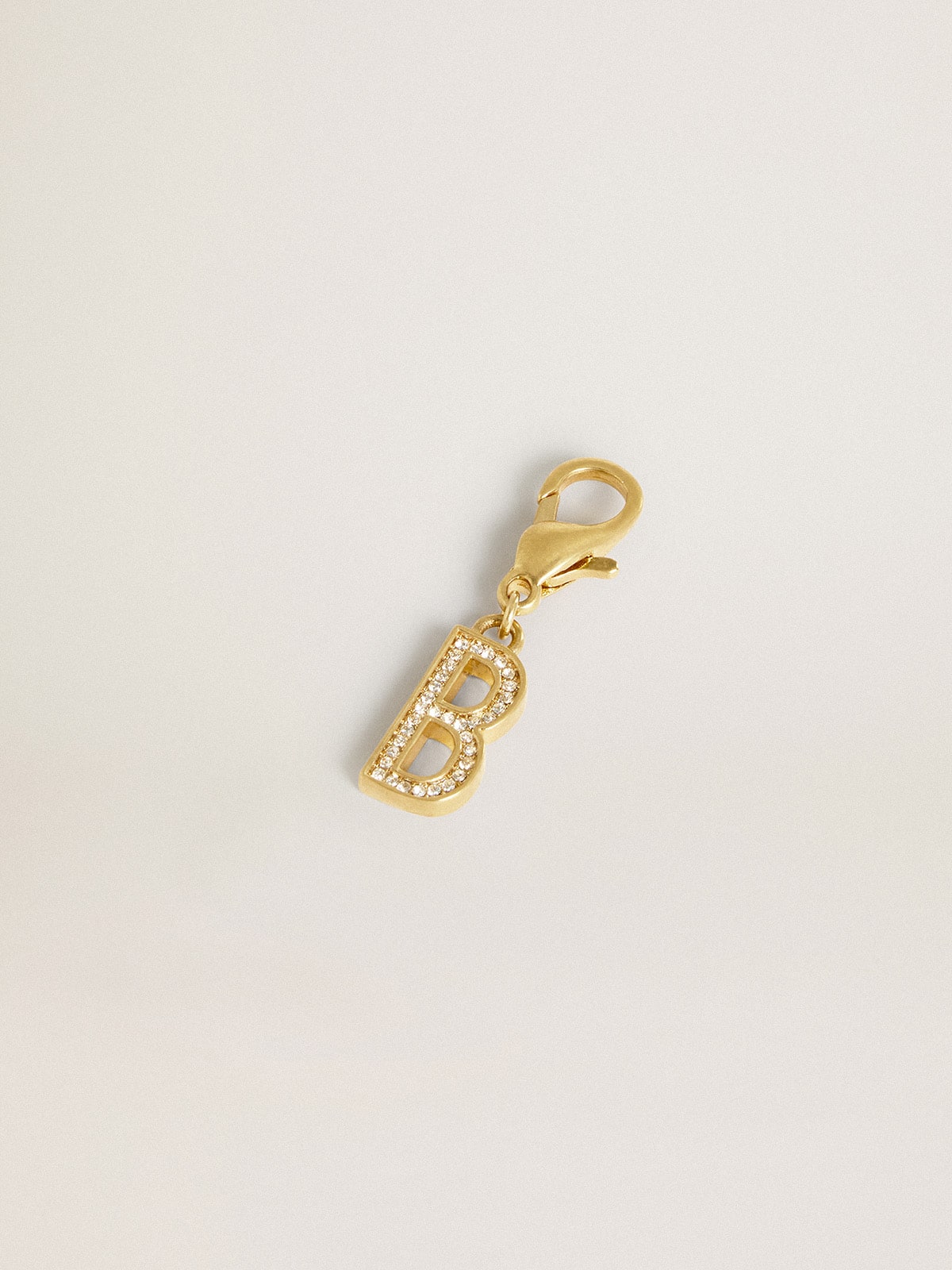 Letter B charm in gold-colored brass with crystals| Golden Goose