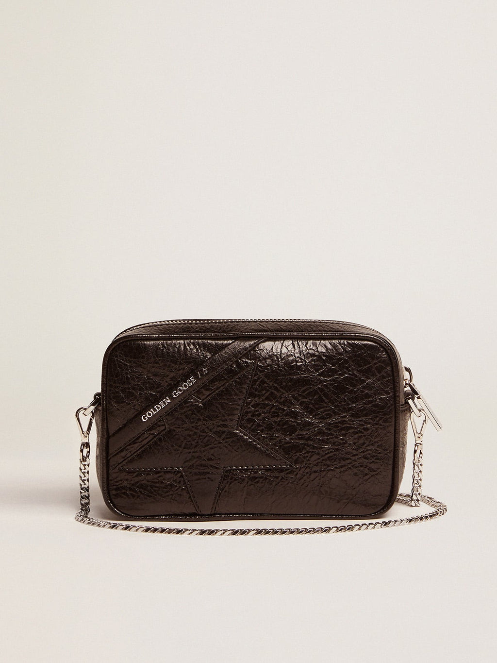 Women's Mini Star Bag in black glossy leather with tone-on-tone star| Golden Goose