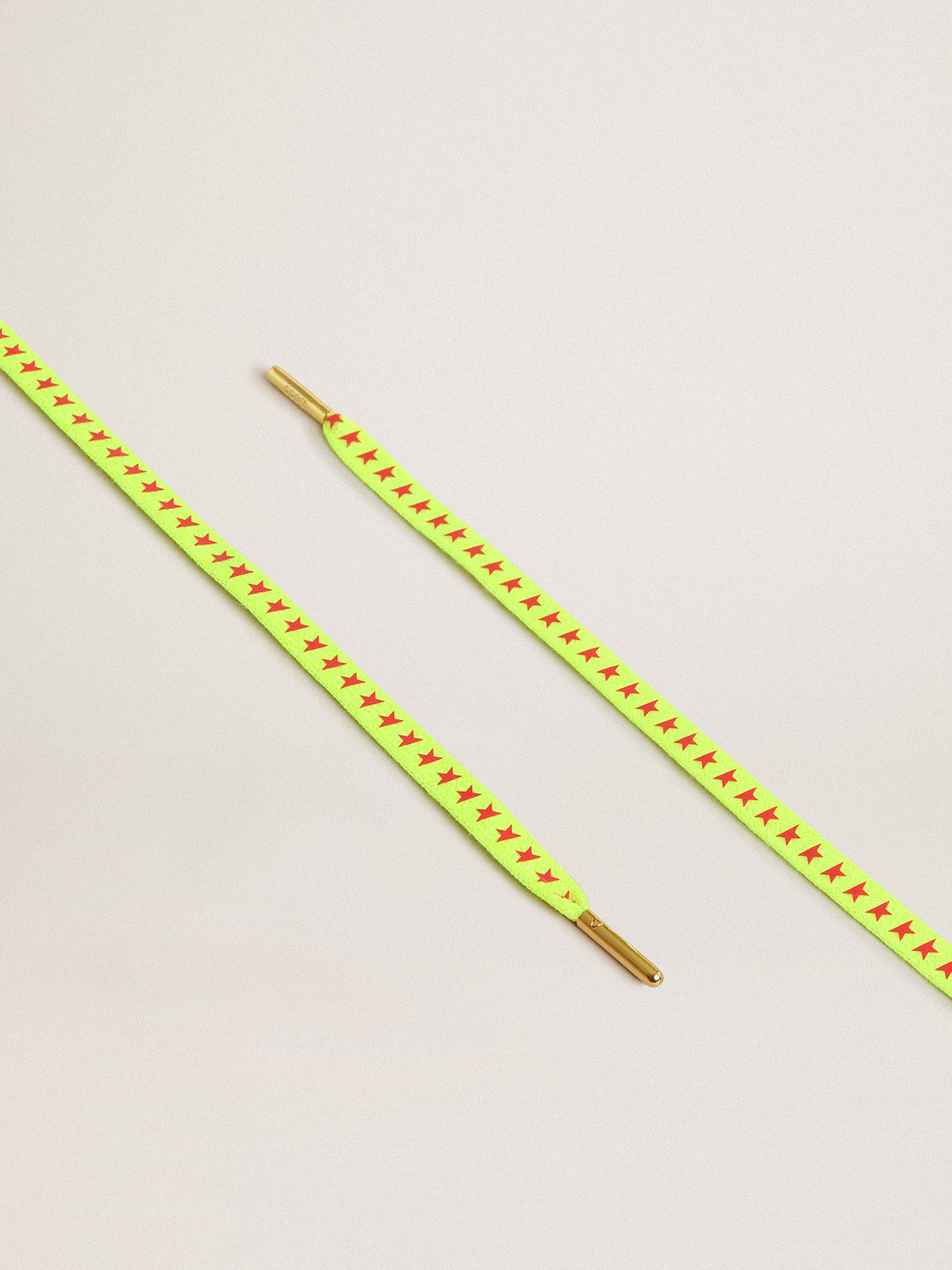 Fluorescent yellow laces with contrasting orange stars| Golden Goose