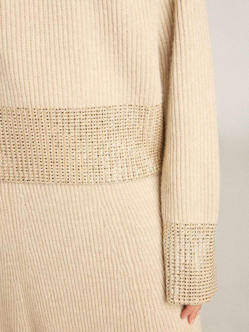 Women's boxy sweater in wool with hotfix crystal decoration| Golden Goose