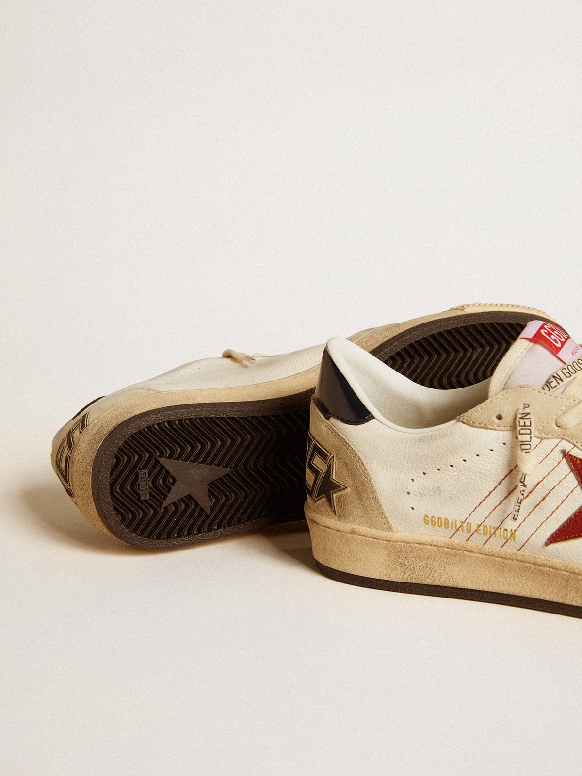 Ball Star LTD in nappa leather with red leather star and leather heel tab| Golden Goose
