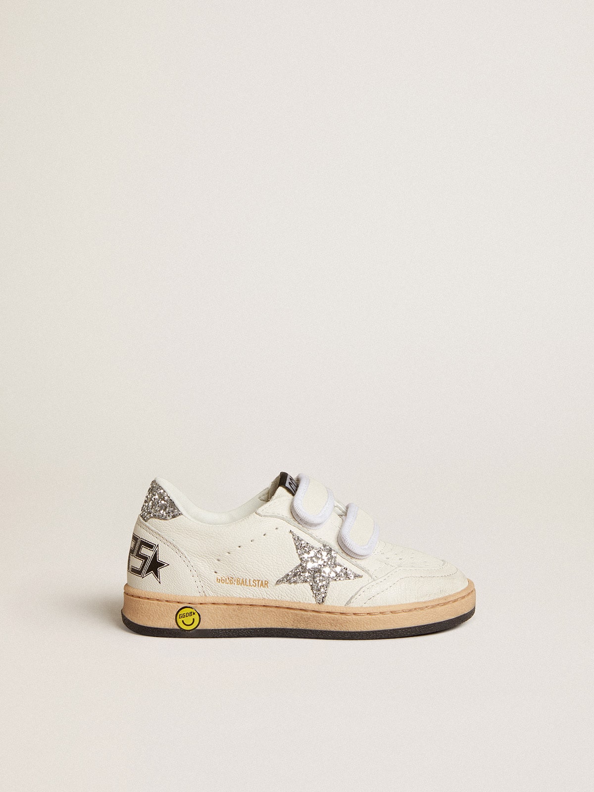 Ball Star Junior in nappa with silver glitter star and heel tab| Golden Goose