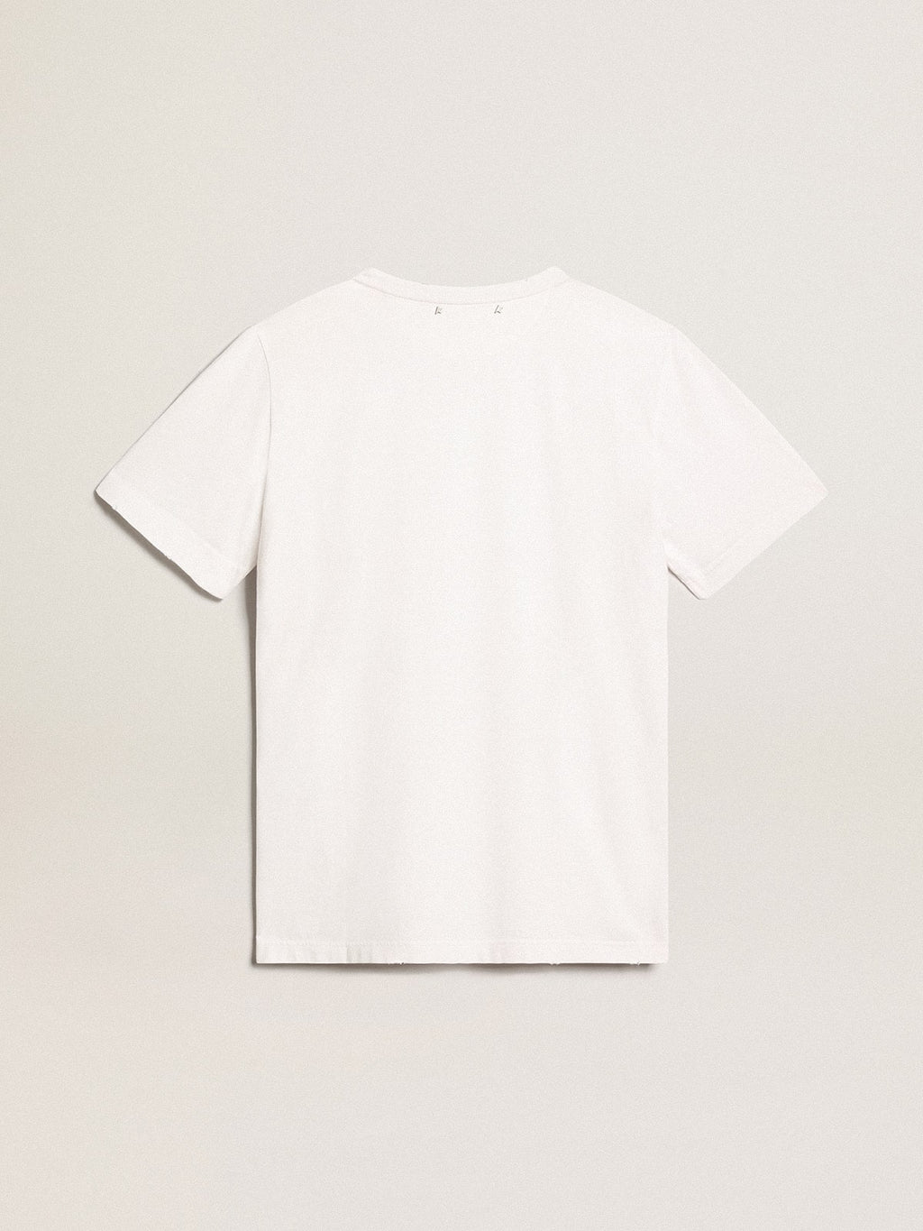 Men's white T-shirt with distressed treatment| Golden Goose