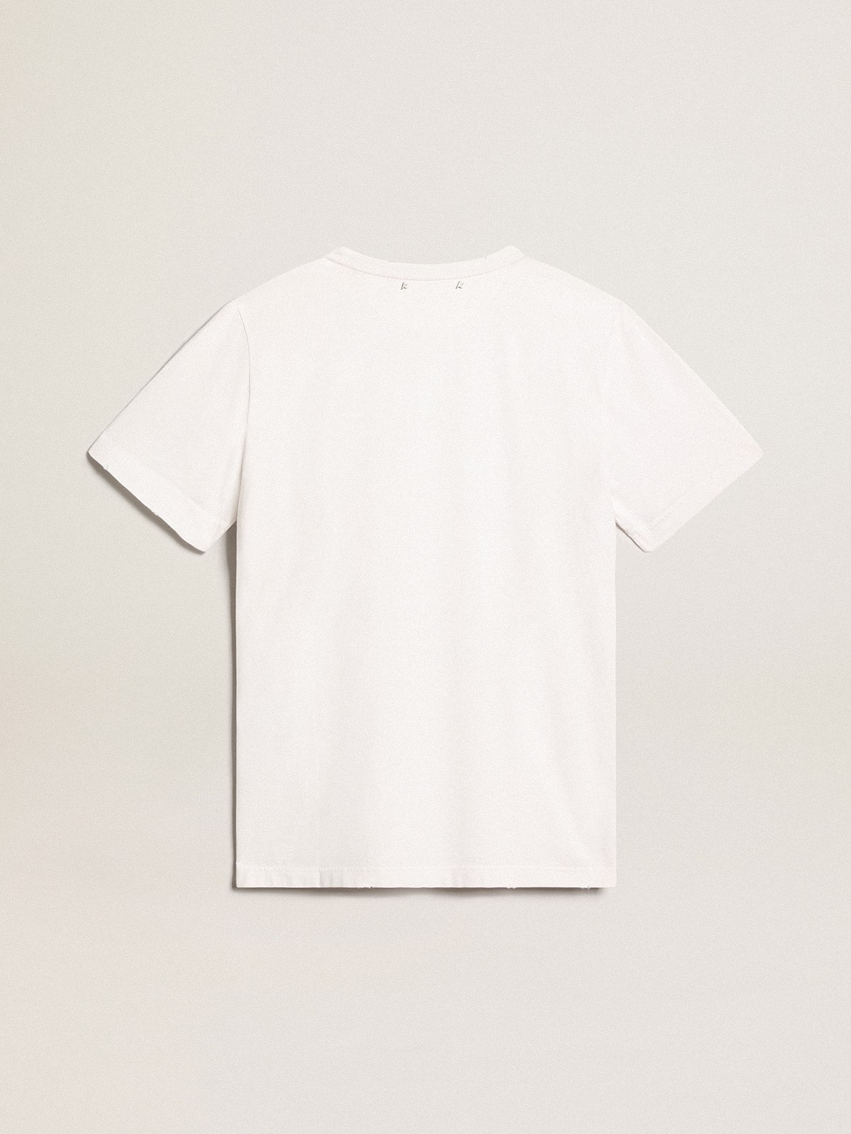 Men's white T-shirt with distressed treatment| Golden Goose