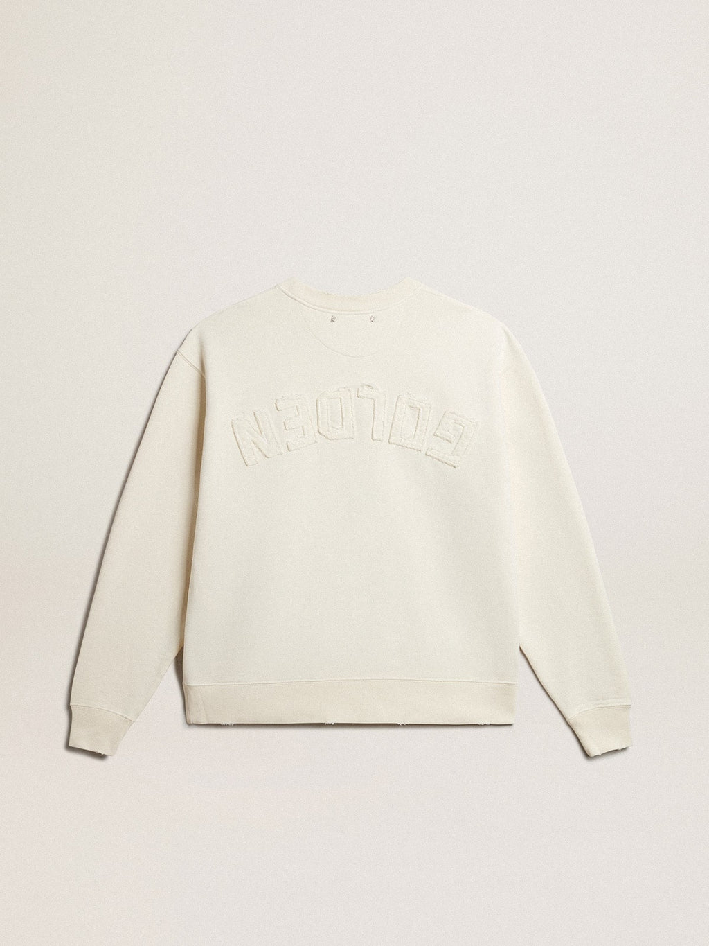 Sweatshirt in aged white with reverse logo on the back - Jersey Capsule| Golden Goose