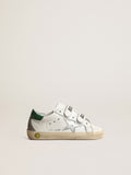 Old School Junior with metallic leather star and green heel tab| Golden Goose