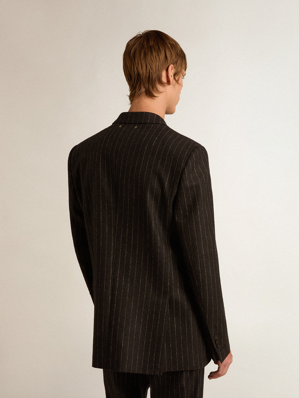 Men's double-breasted blazer in gray melange wool| Golden Goose