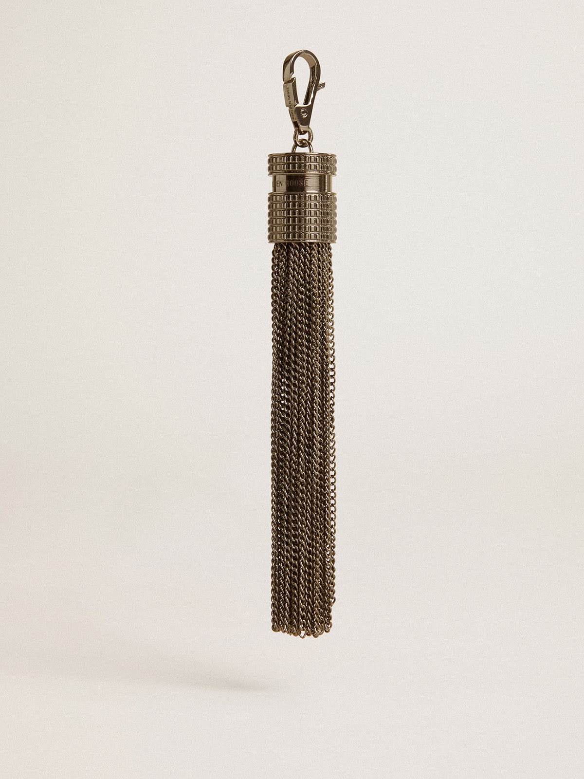 Tassel-shaped charm in silver-colored brass with crystals| Golden Goose