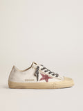 V-Star with pink glitter star and metallic leather heel tab| Golden Goose