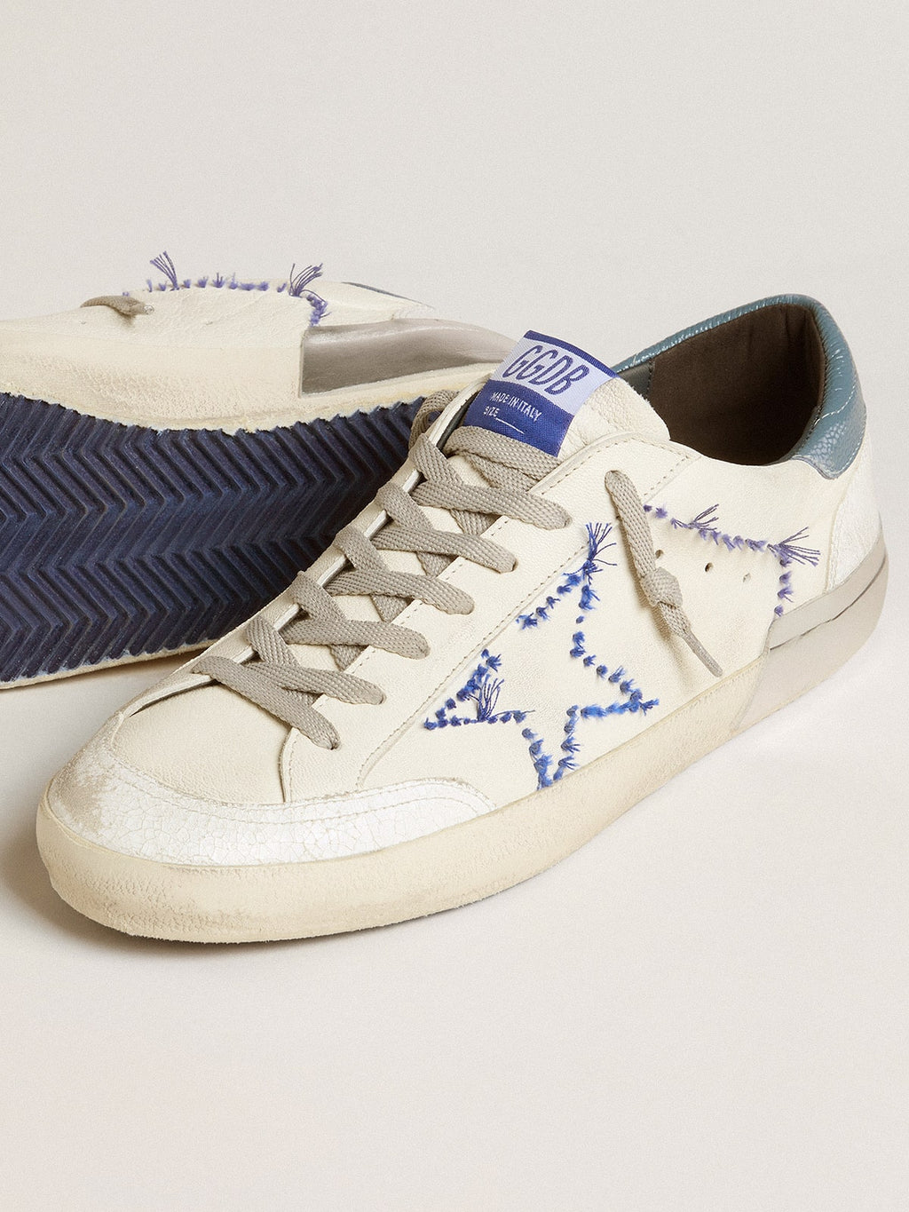 Men's Super-Star LTD in nappa with embroidered star and leather heel tab| Golden Goose