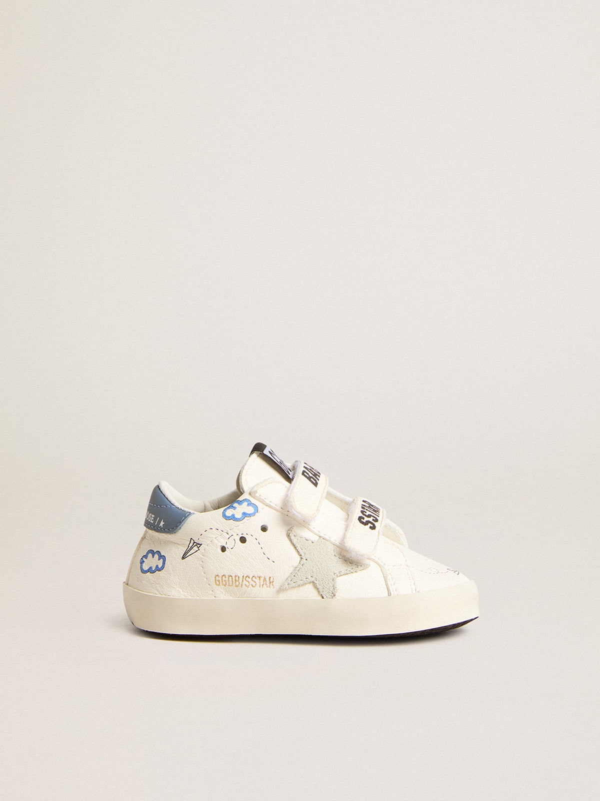 Baby Old School with suede star and light blue leather heel tab| Golden Goose