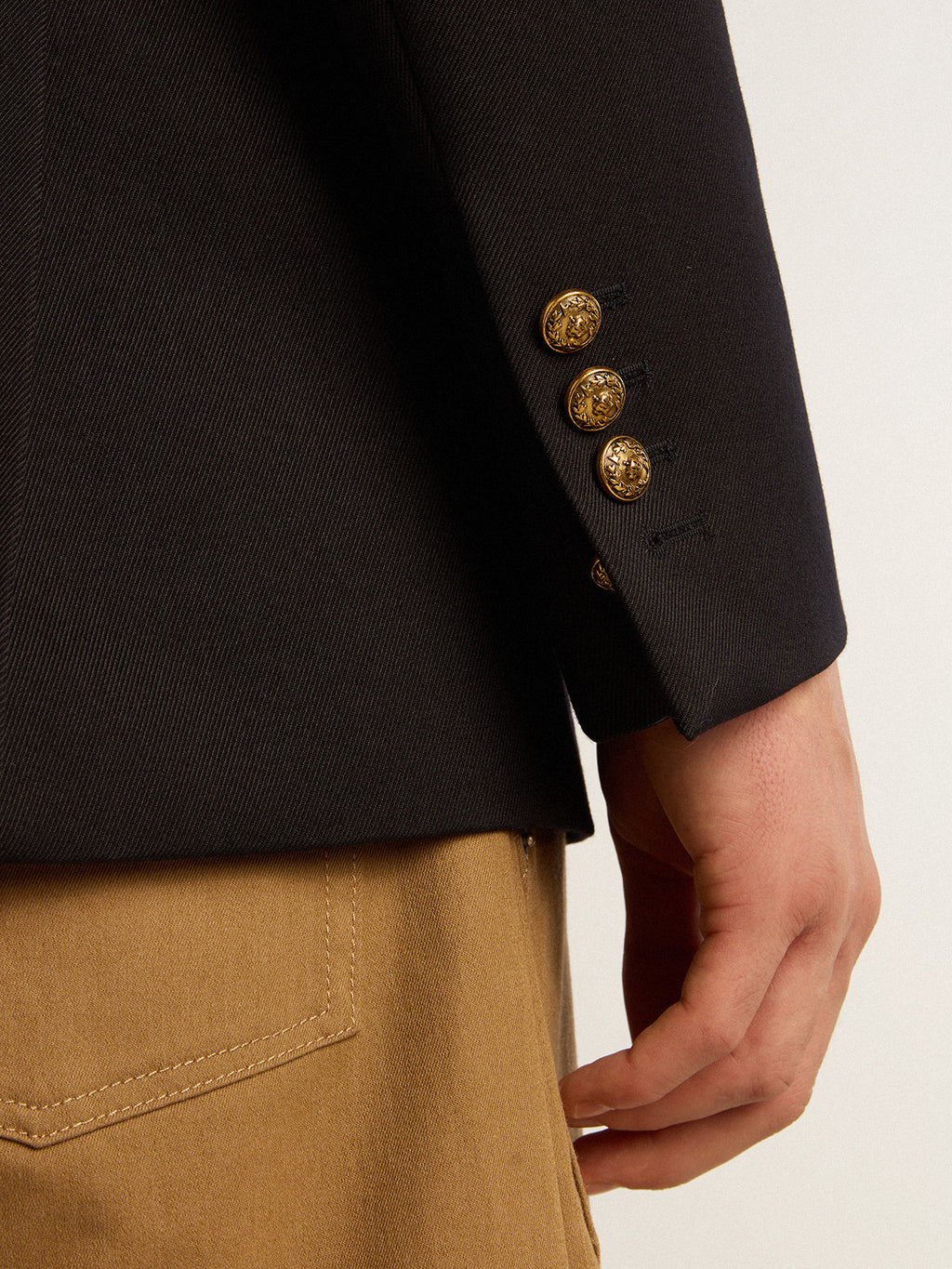 Men's double-breasted blazer in dark blue| Golden Goose