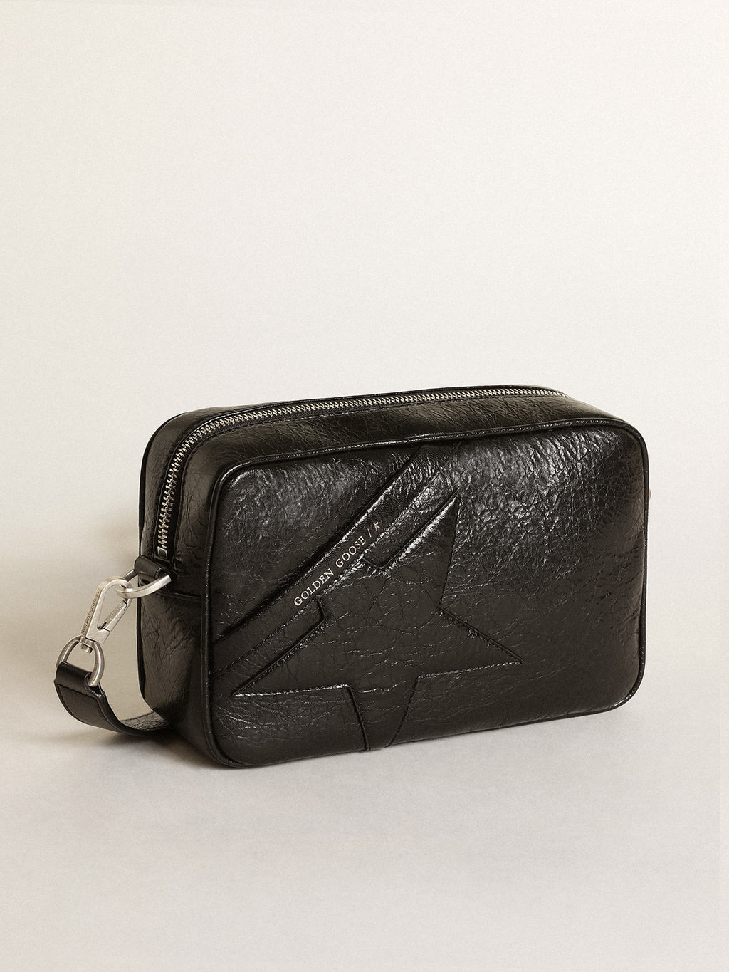 Women's Star Bag in glossy black leather with tone-on-tone star| Golden Goose