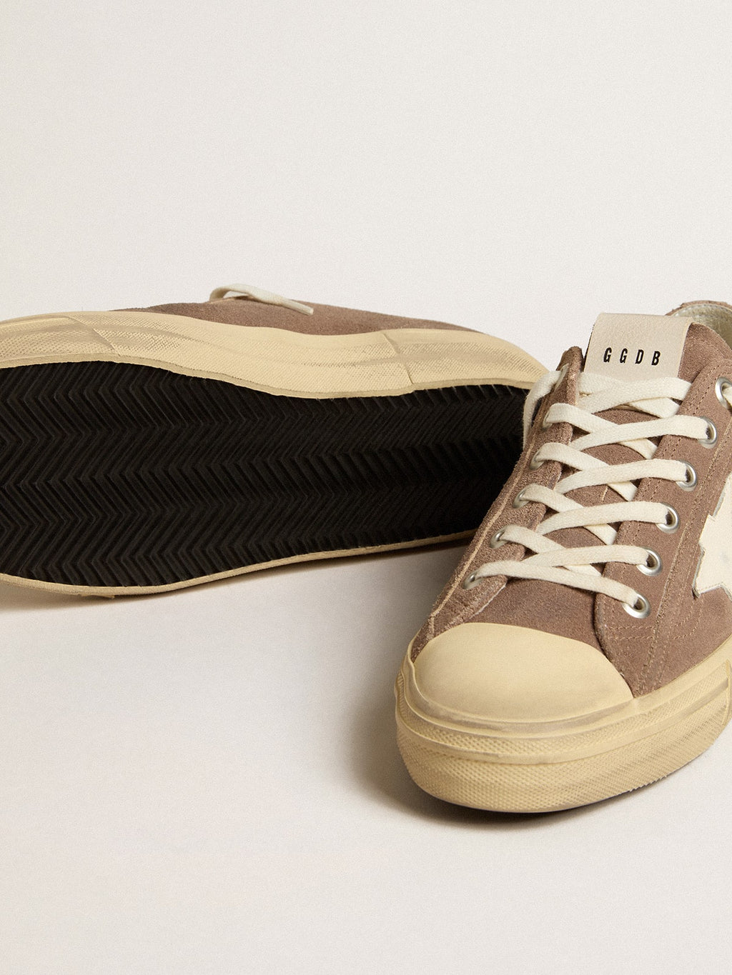 V-Star in dove-gray suede with white nappa leather star| Golden Goose