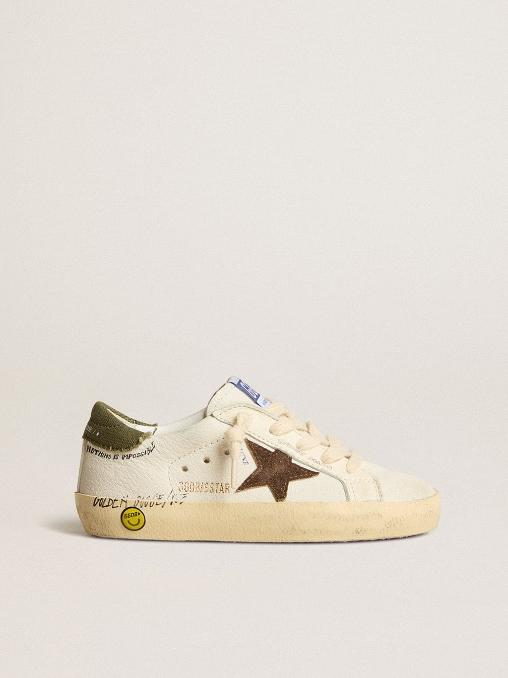 Super-Star Young in nappa with suede star and green heel tab| Golden Goose