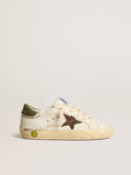 Super-Star Young in nappa with suede star and green heel tab| Golden Goose