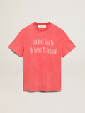 Red T-shirt with ecru printed lettering| Golden Goose