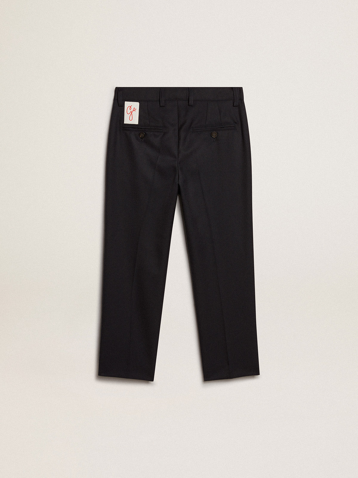 Boys' pants in dark blue wool| Golden Goose