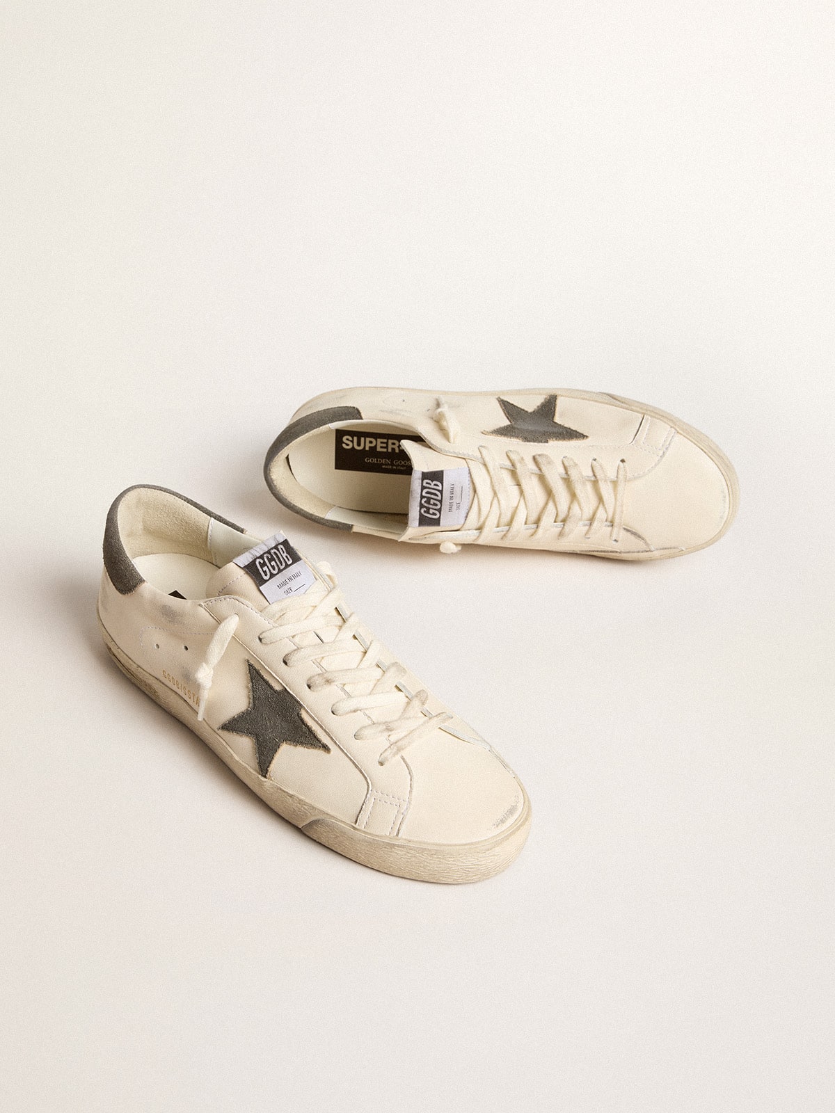 Men's Super-Star in nappa with gray suede star and heel tab| Golden Goose