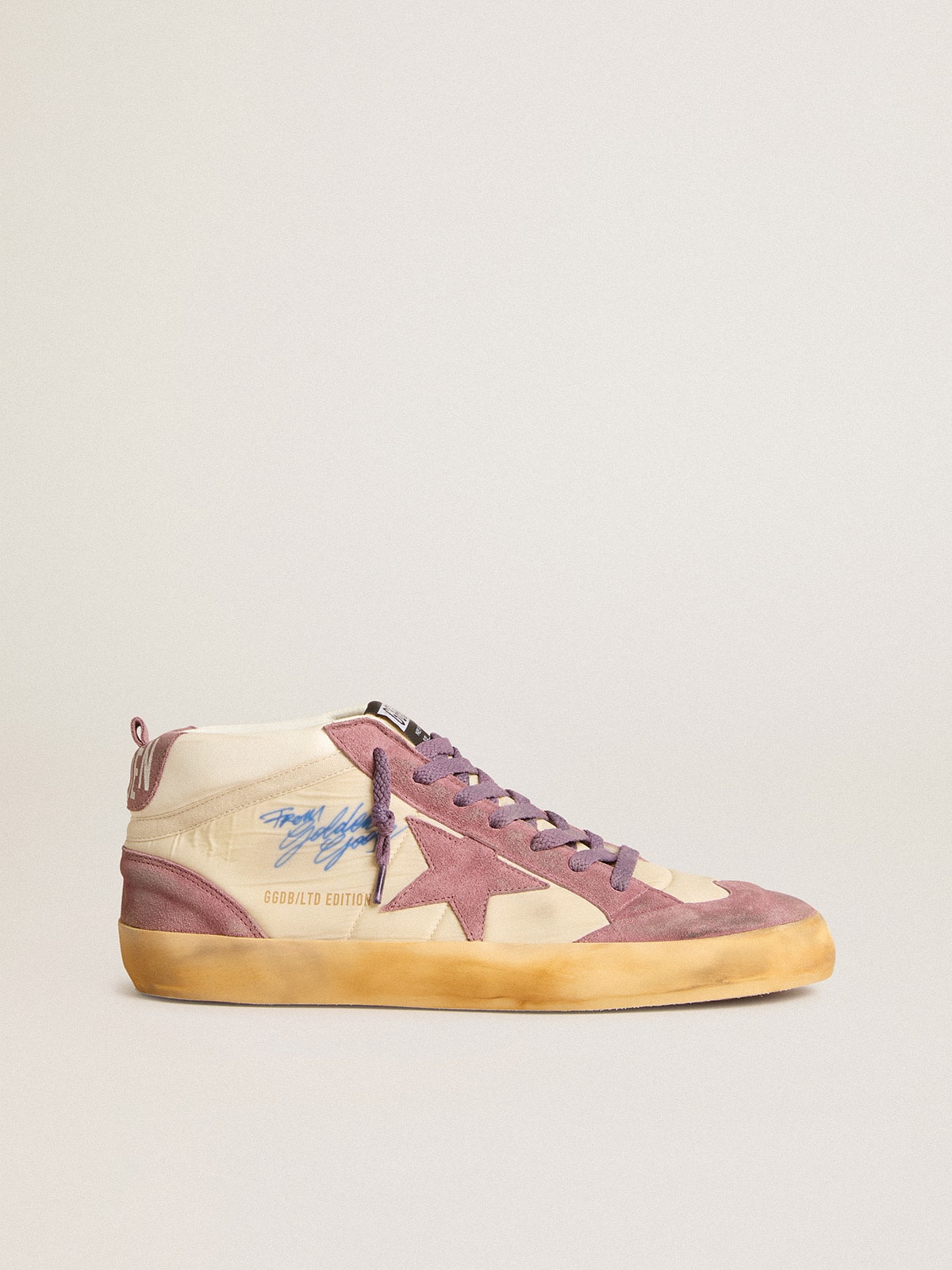 Men's Mid Star LAB in nylon and nappa with mauve suede star| Golden Goose