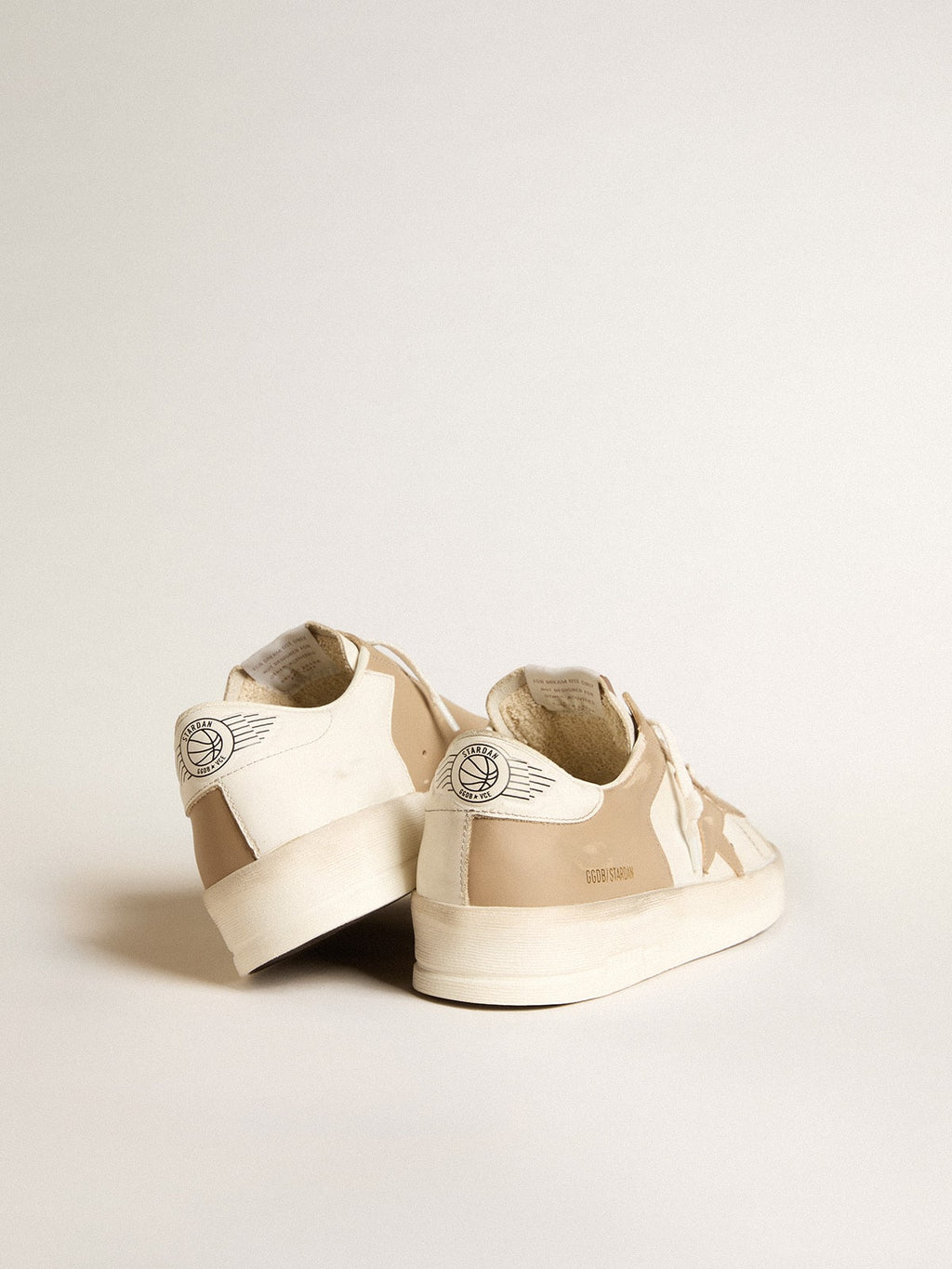 Men's Stardan in white and beige leather with beige star and white heel tab| Golden Goose