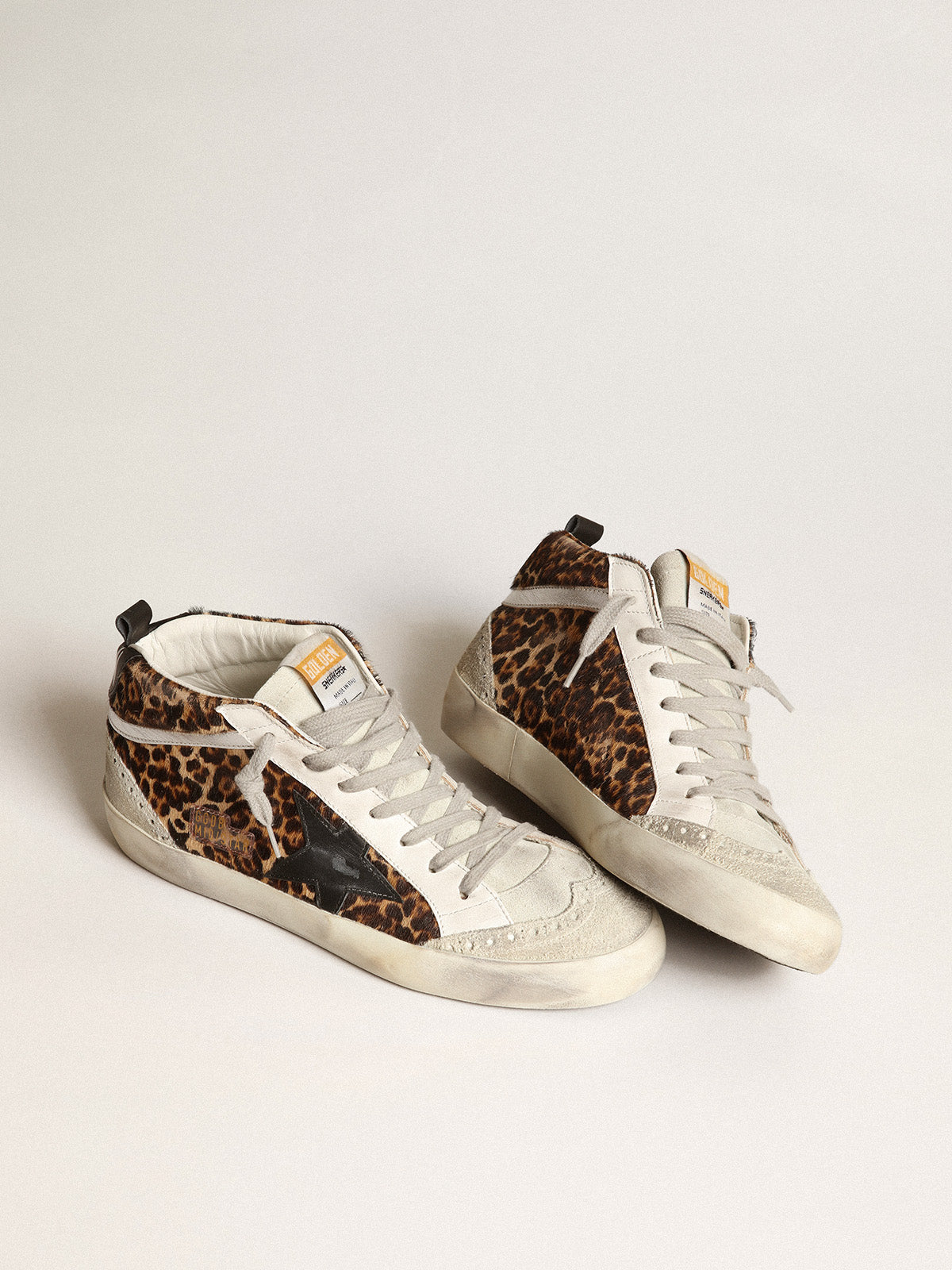 Women's Mid Star in leopard print pony skin with black star| Golden Goose