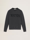 Men's gray sweatshirt with logo and distressed treatment| Golden Goose