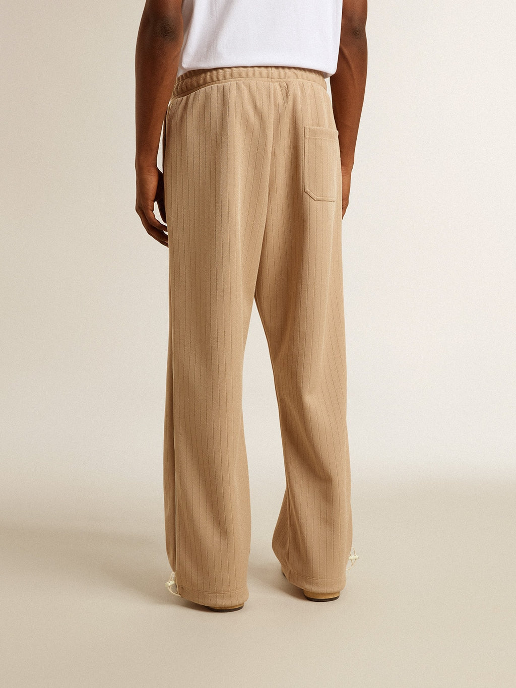 Men's light beige joggers with white logo| Golden Goose