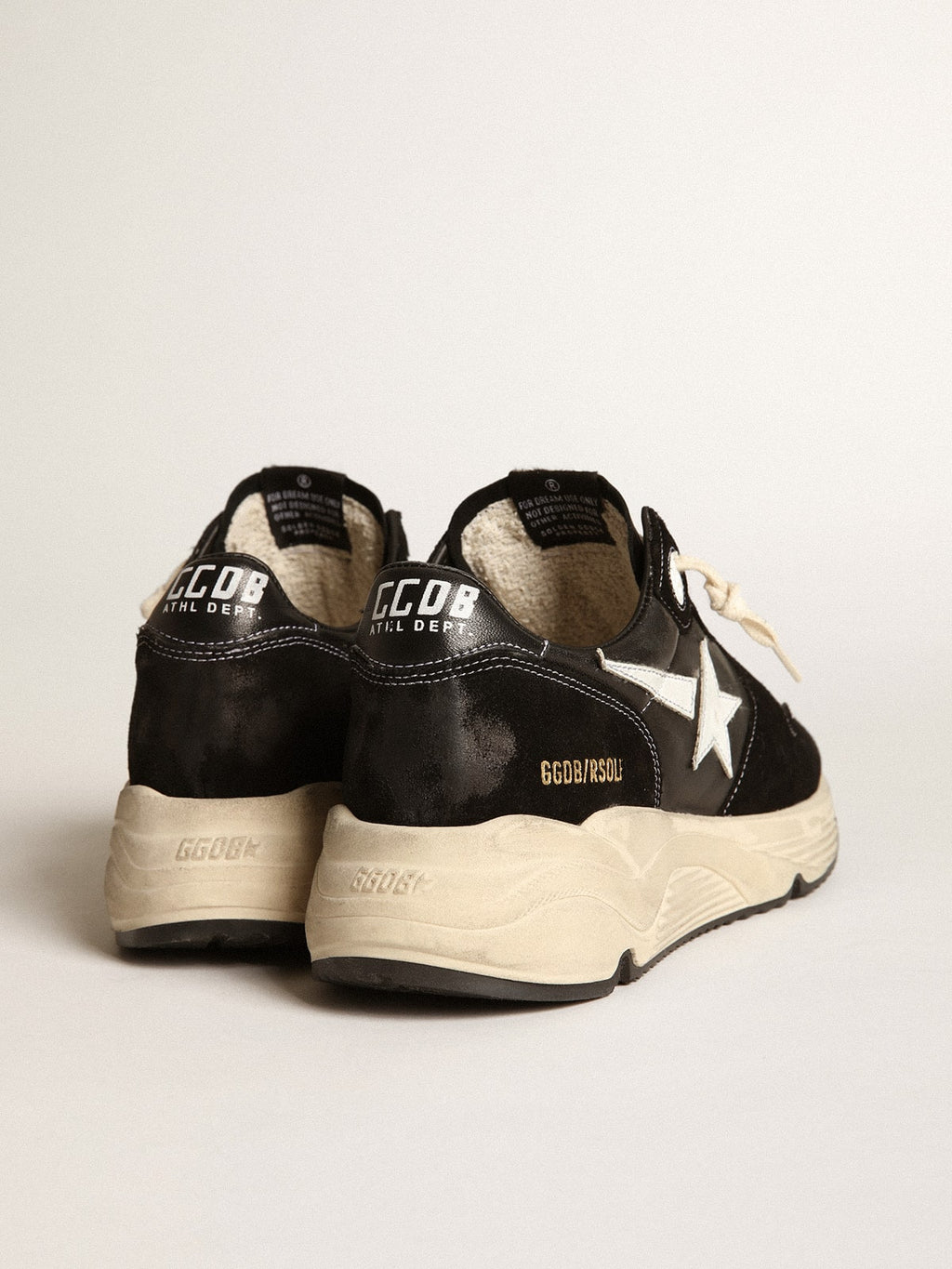 Men's Running Sole in black nappa leather and suede with a white star| Golden Goose