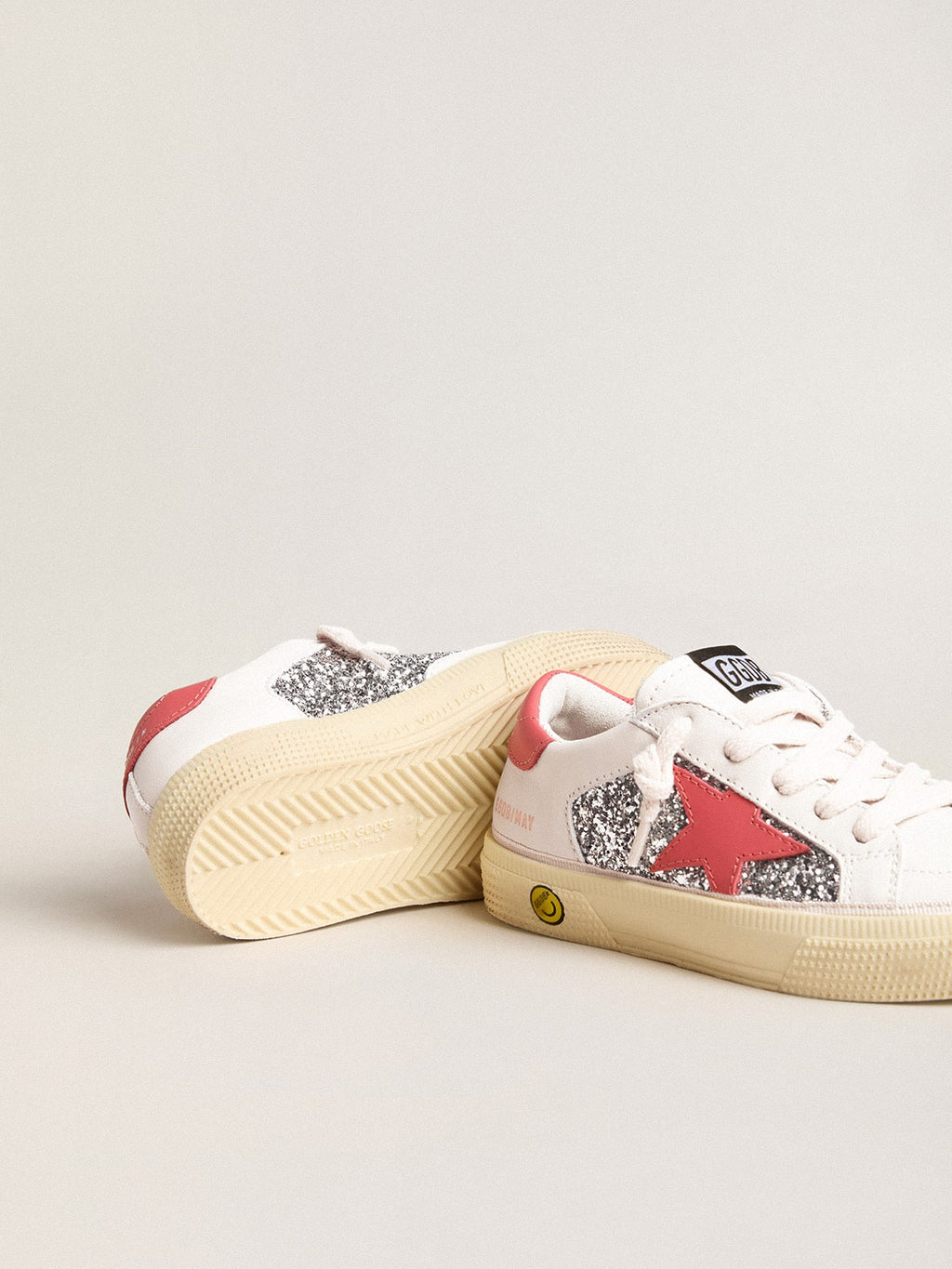 Young May with pink leather star and heel tab| Golden Goose