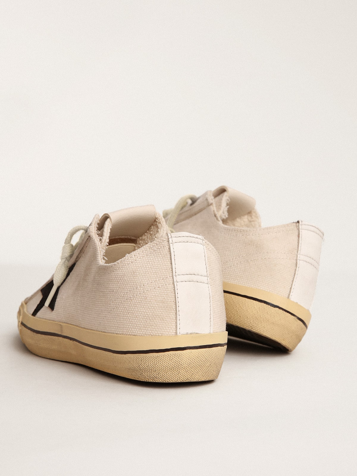 Women's V-Star LTD with black suede star and embroidered lettering| Golden Goose
