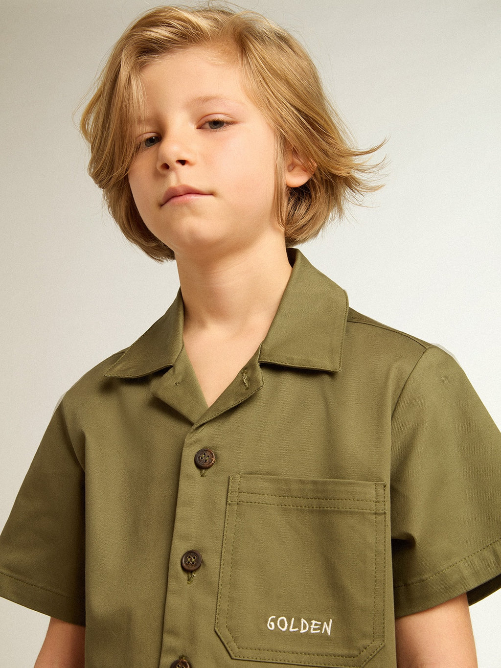 Boys' military-green shirt| Golden Goose