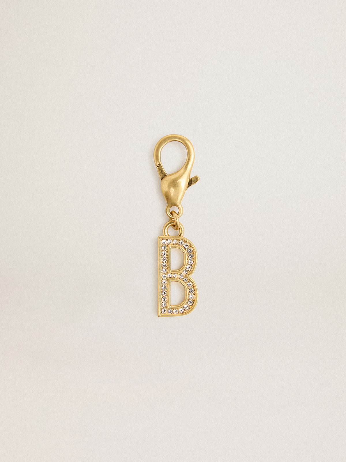 Letter B charm in gold-colored brass with crystals| Golden Goose