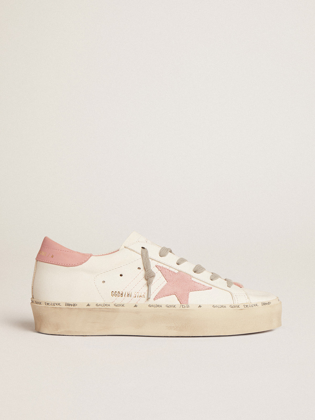 Hi Star with suede star and old rose leather heel tab| Golden Goose