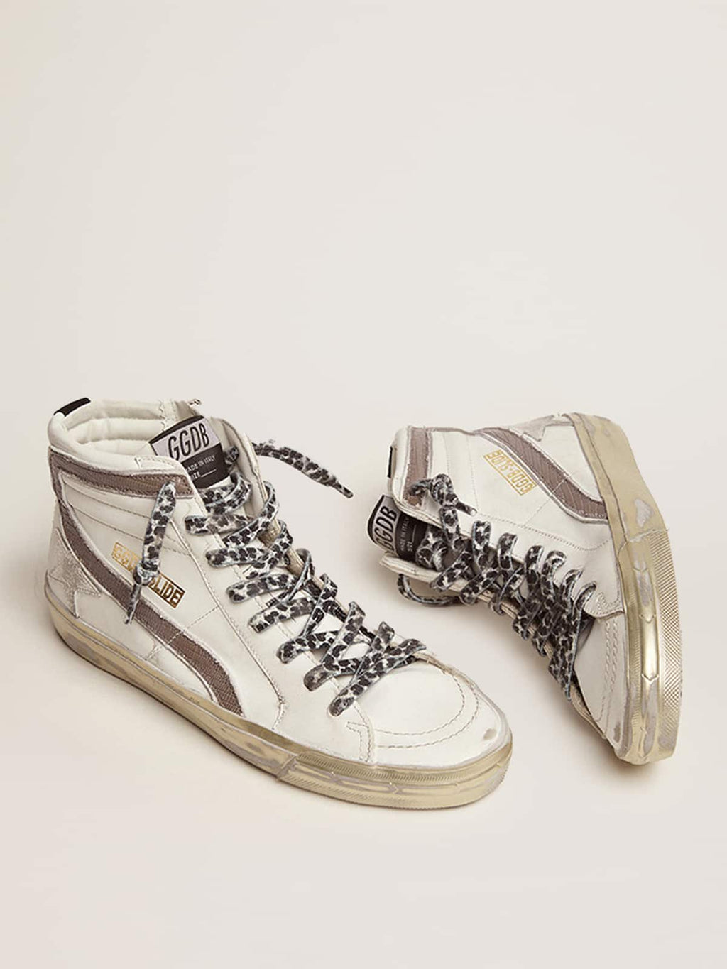 Women's Slide with star in white suede and leather flash| Golden Goose