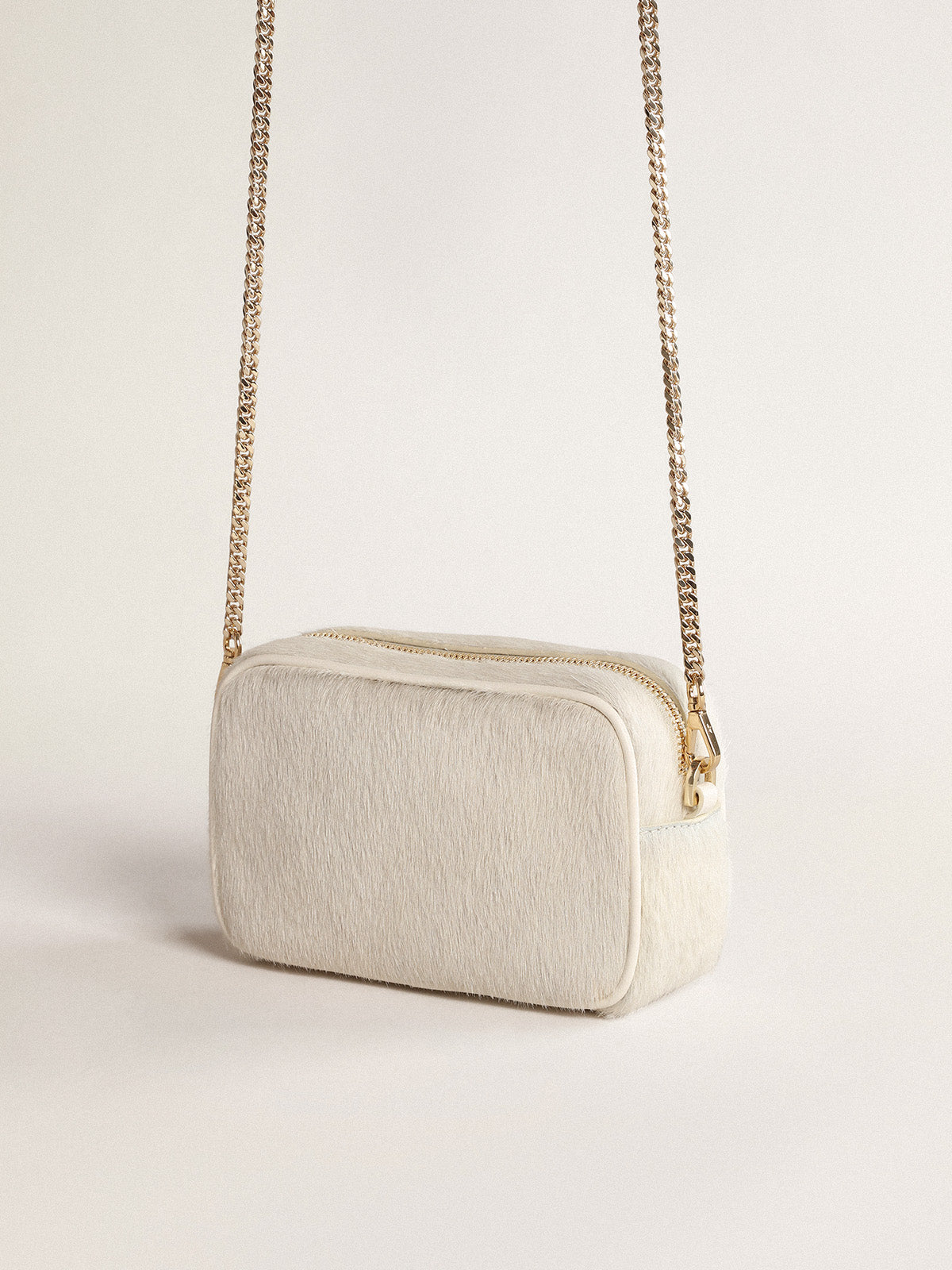 Mini Star Bag in heritage white leather with tone-on-tone star| Golden Goose