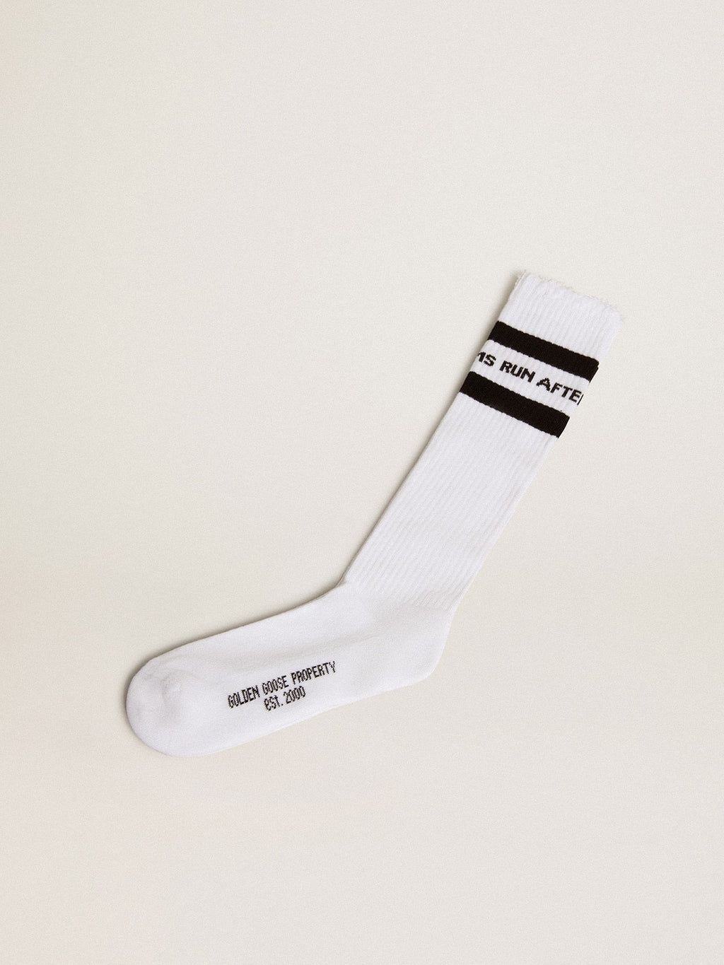 Cotton socks with distressed finishes, knee-high effect| Golden Goose